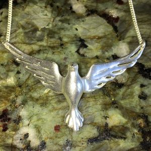 Fossil dove bird necklace